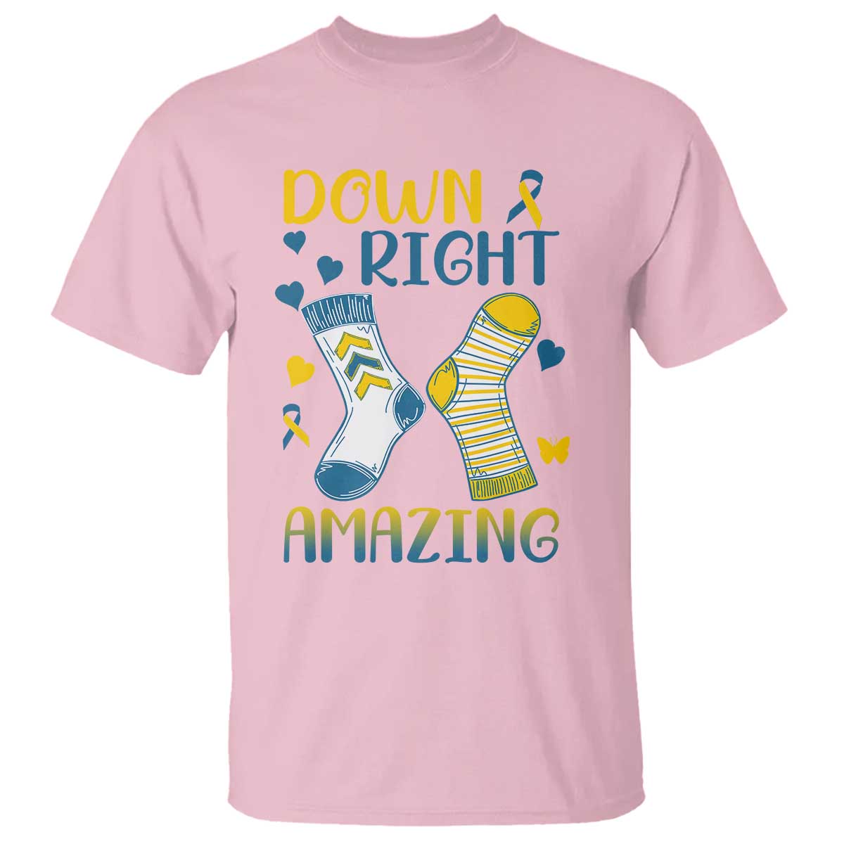 Down Right Amazing T Shirt Down Syndrome Support Socks Ribbon