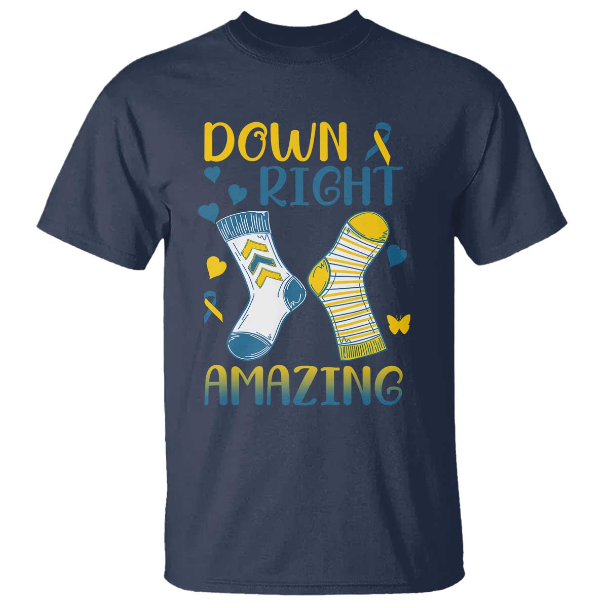 Down Right Amazing T Shirt Down Syndrome Support Socks Ribbon