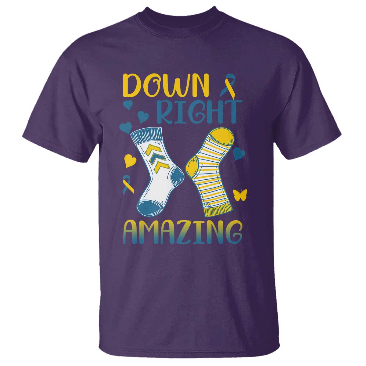 Down Right Amazing T Shirt Down Syndrome Support Socks Ribbon