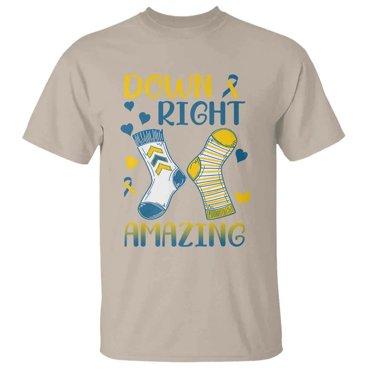 Down Right Amazing T Shirt Down Syndrome Support Socks Ribbon