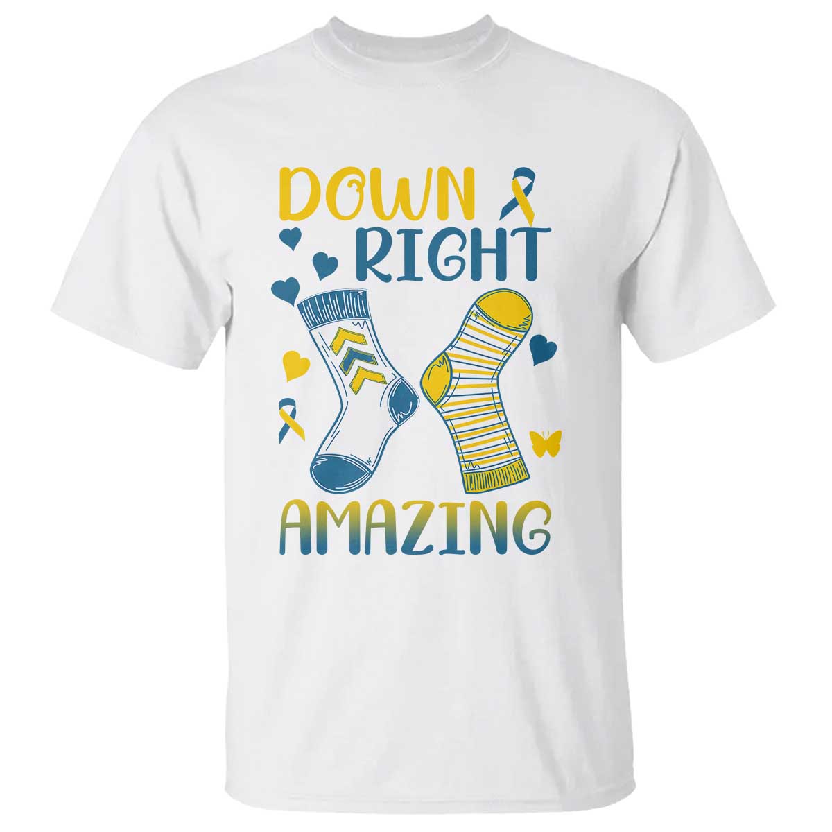 Down Right Amazing T Shirt Down Syndrome Support Socks Ribbon