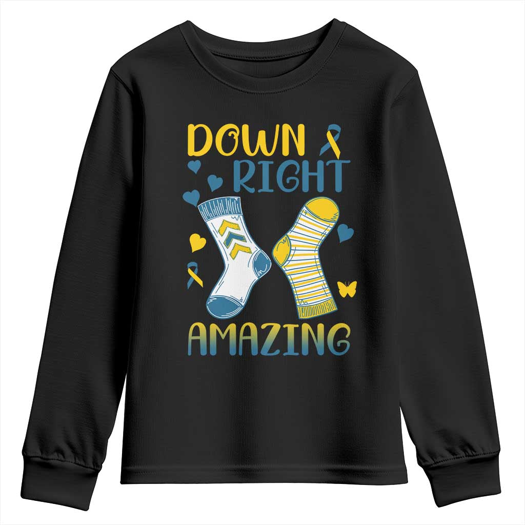Down Right Amazing Youth Sweatshirt Down Syndrome Support Socks Ribbon