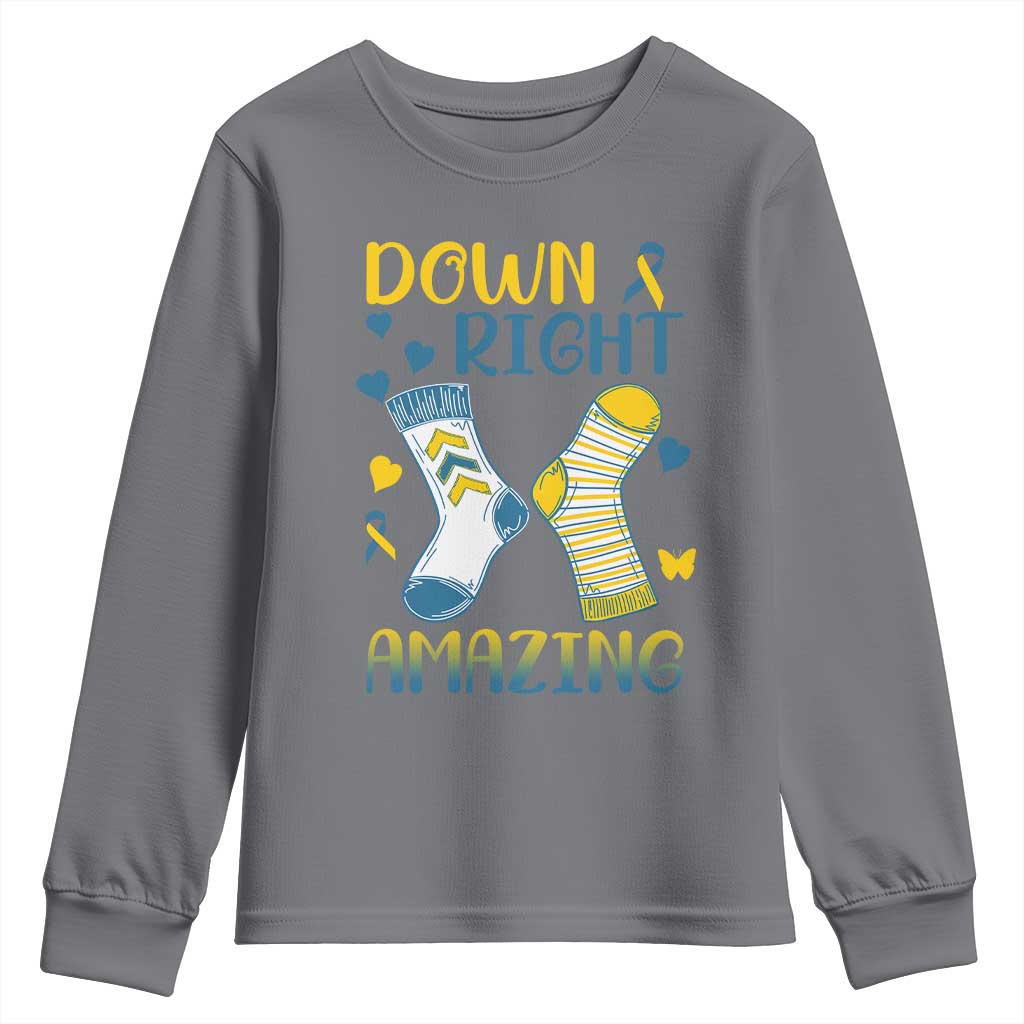 Down Right Amazing Youth Sweatshirt Down Syndrome Support Socks Ribbon