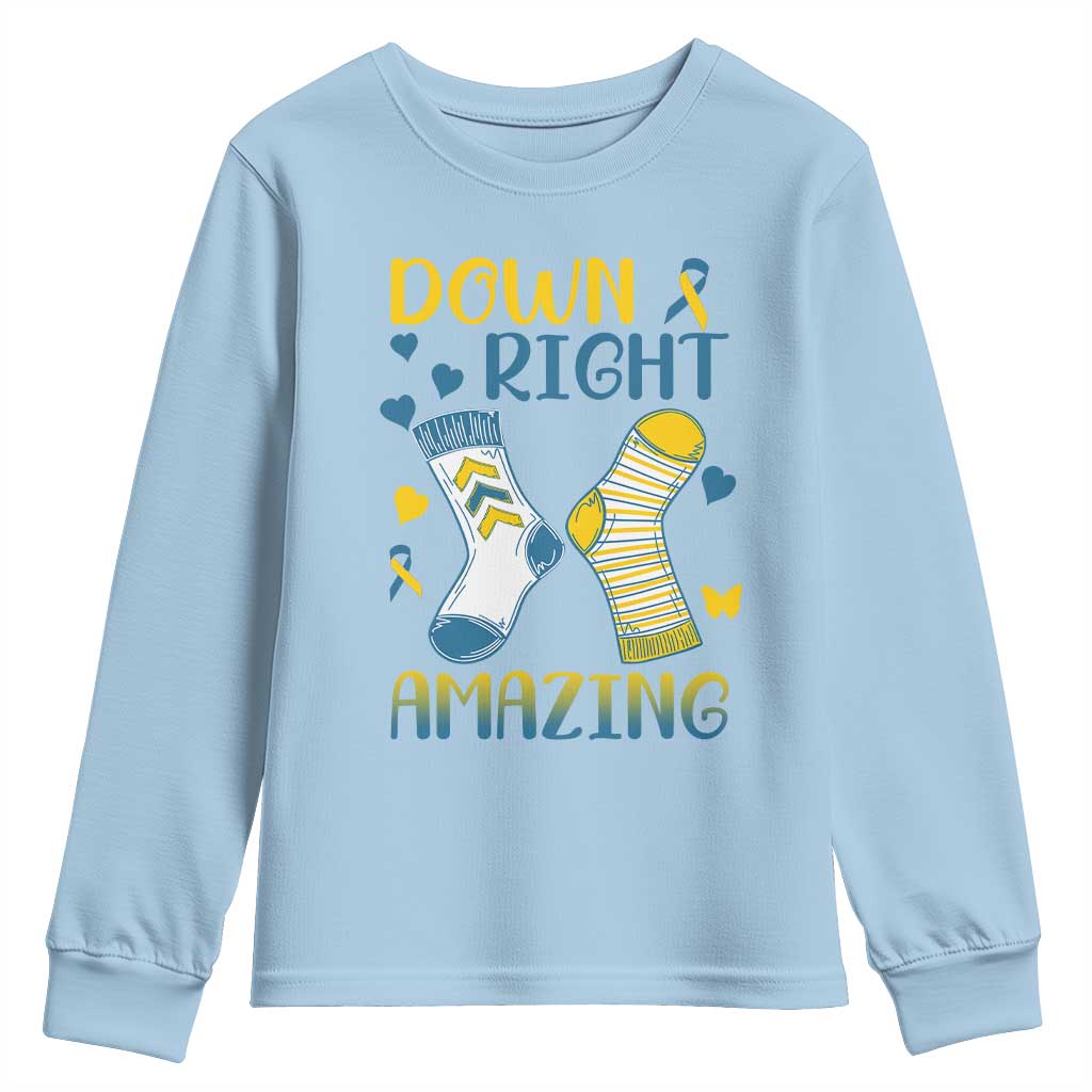 Down Right Amazing Youth Sweatshirt Down Syndrome Support Socks Ribbon