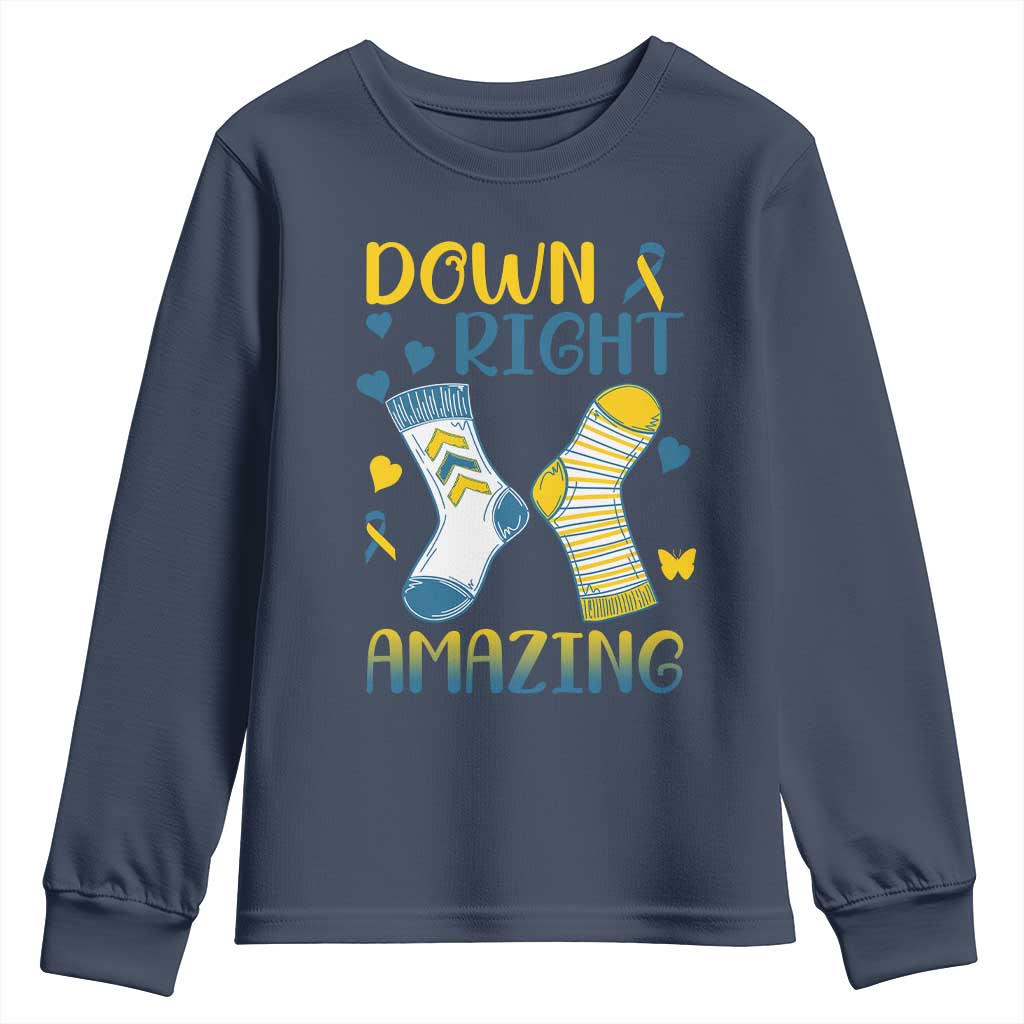 Down Right Amazing Youth Sweatshirt Down Syndrome Support Socks Ribbon