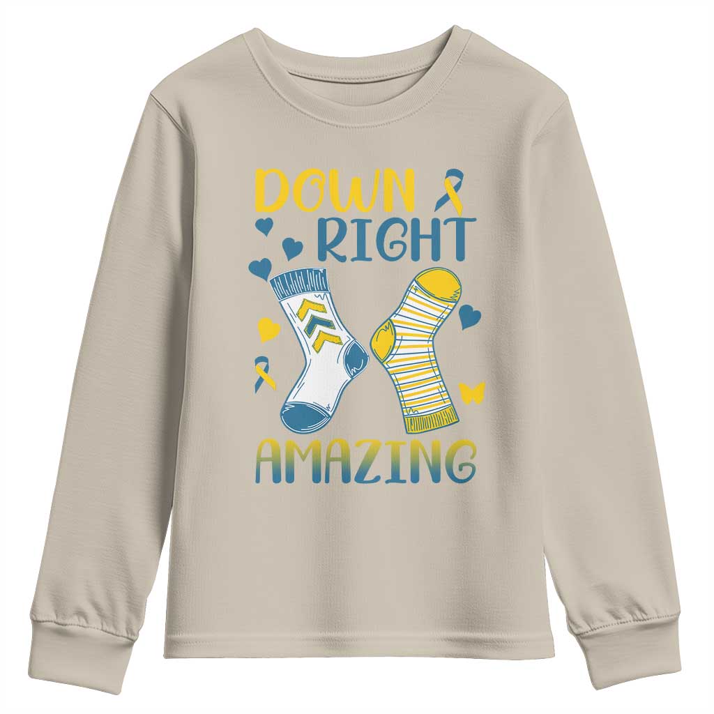 Down Right Amazing Youth Sweatshirt Down Syndrome Support Socks Ribbon