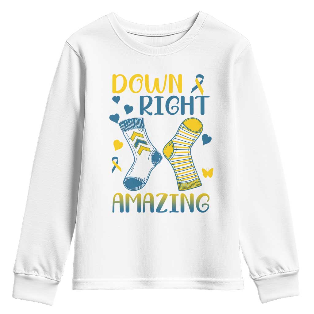 Down Right Amazing Youth Sweatshirt Down Syndrome Support Socks Ribbon