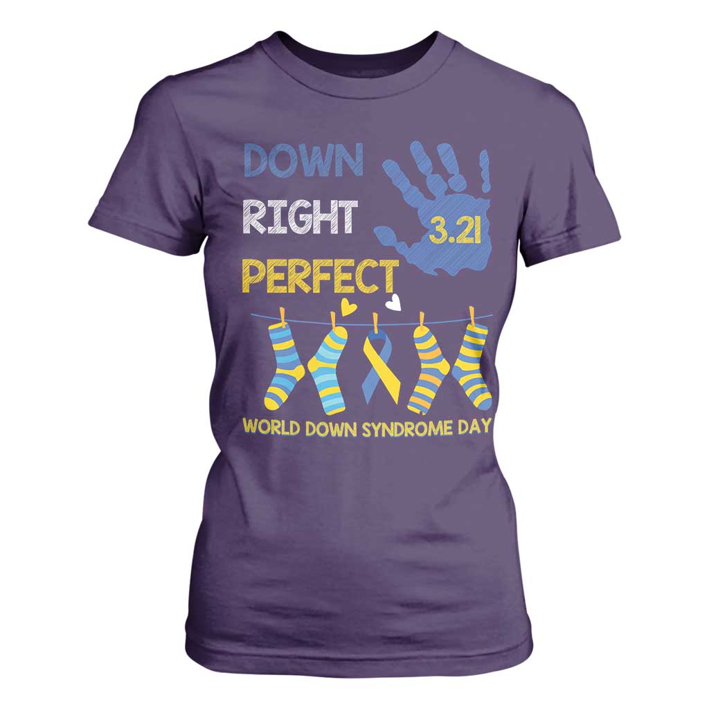 Down Right Perfect T Shirt For Women March 21 World Down Syndrome Day Socks