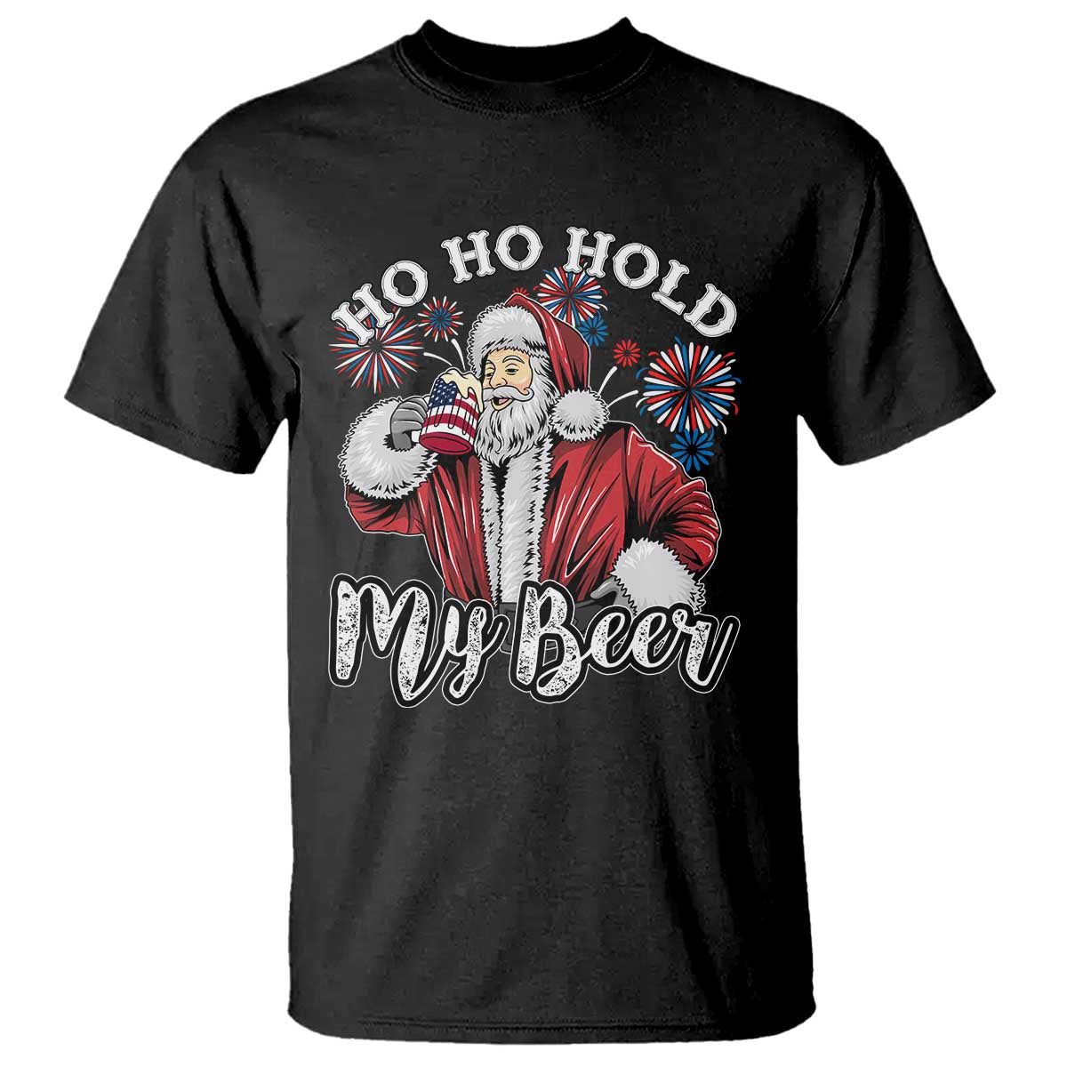 christmas-in-july-t-shirt-ho-ho-hold-my-beer-summer-santa-usa-flag-4th-of-july