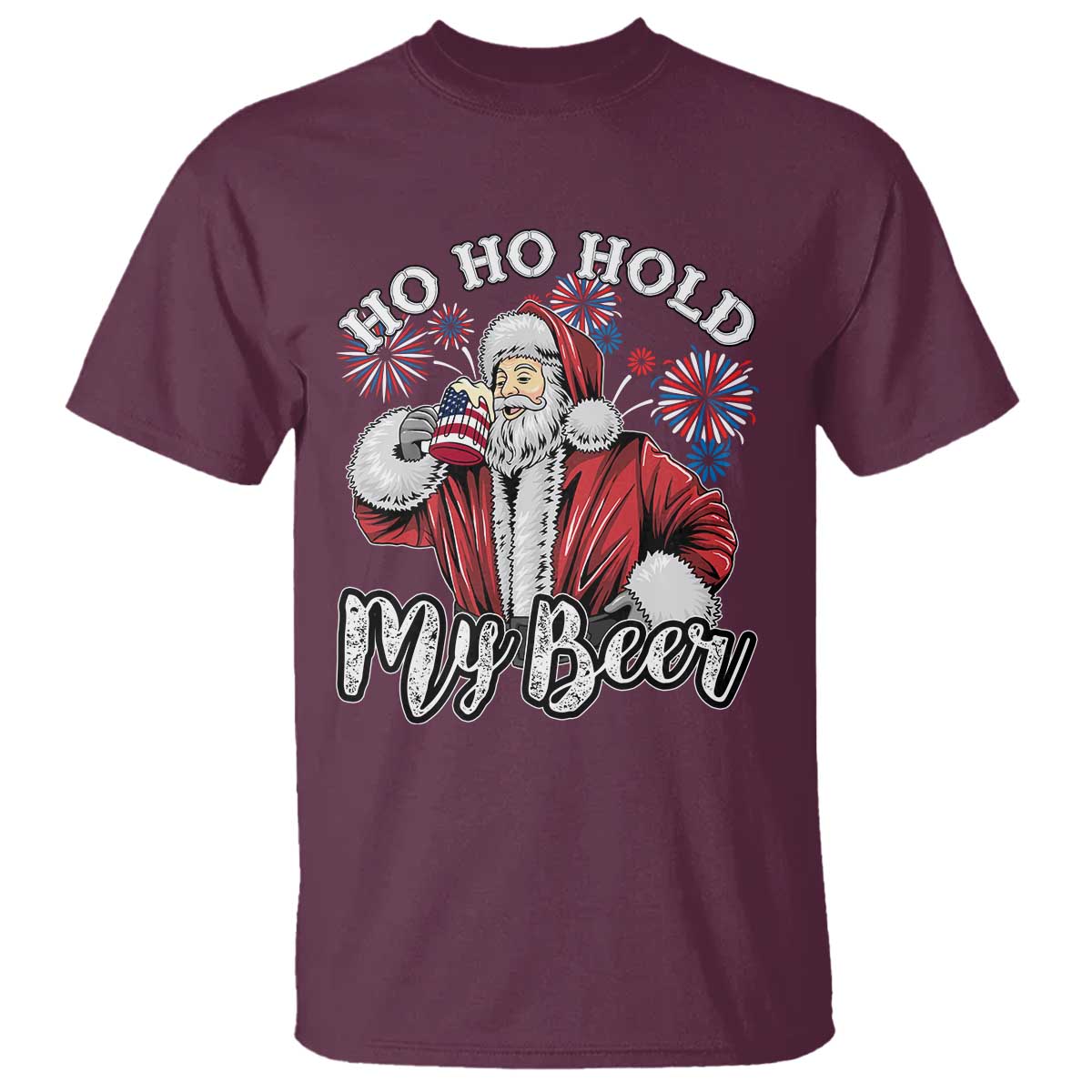 christmas-in-july-t-shirt-ho-ho-hold-my-beer-summer-santa-usa-flag-4th-of-july