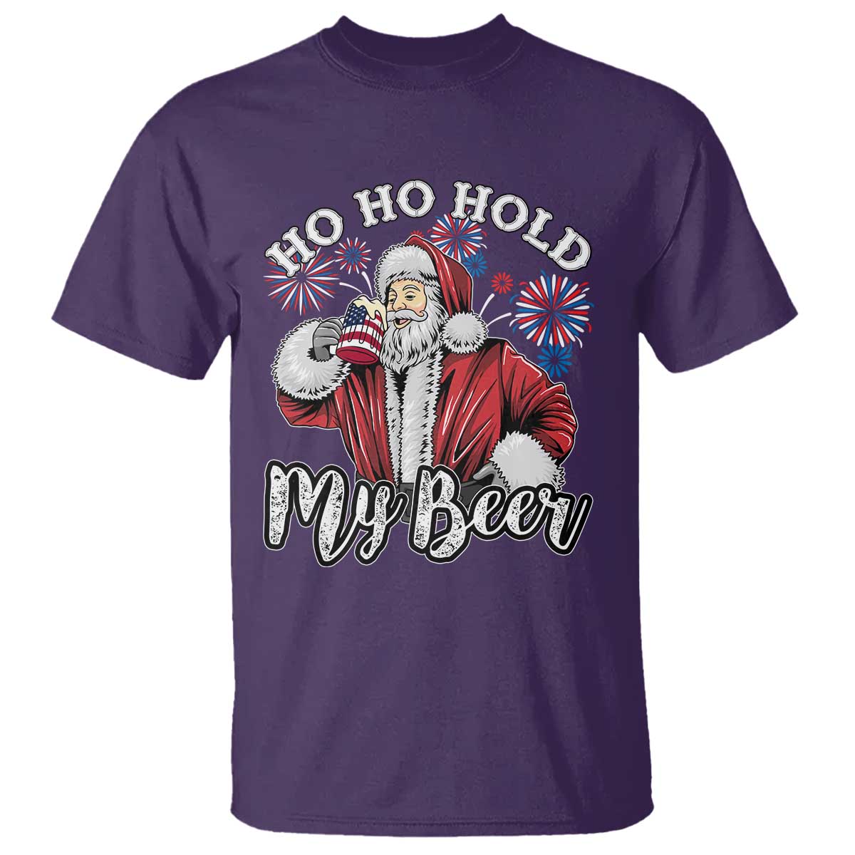 christmas-in-july-t-shirt-ho-ho-hold-my-beer-summer-santa-usa-flag-4th-of-july