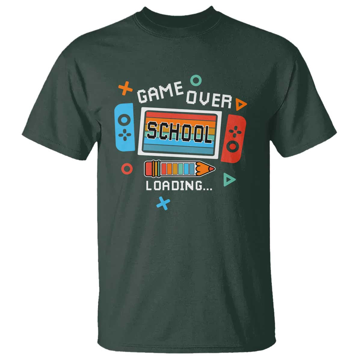 game-over-school-loading-t-shirt-game-console-pencil-end-summer