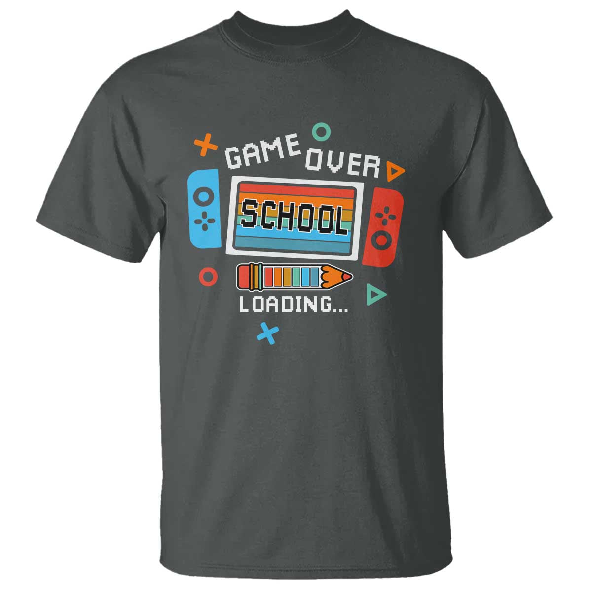 game-over-school-loading-t-shirt-game-console-pencil-end-summer