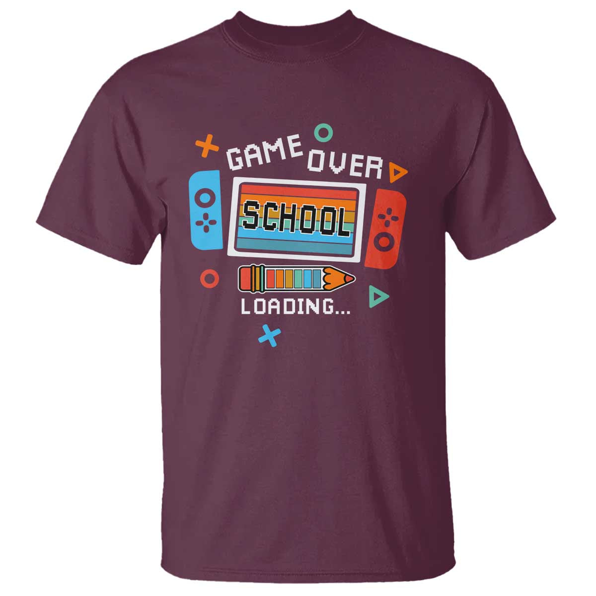 game-over-school-loading-t-shirt-game-console-pencil-end-summer