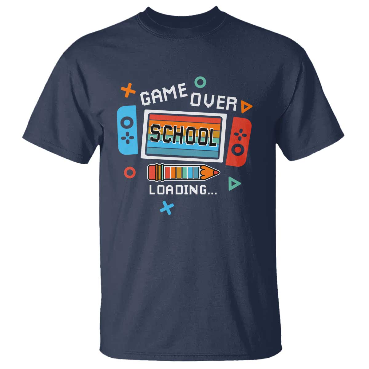 game-over-school-loading-t-shirt-game-console-pencil-end-summer