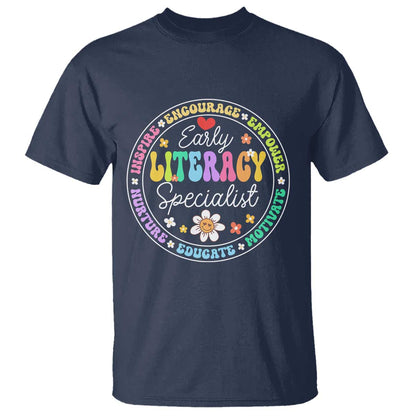 Early Literacy Specialist T Shirt Reading Dyslexia Support Month