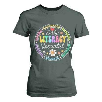 Early Literacy Specialist T Shirt For Women Reading Dyslexia Support Month