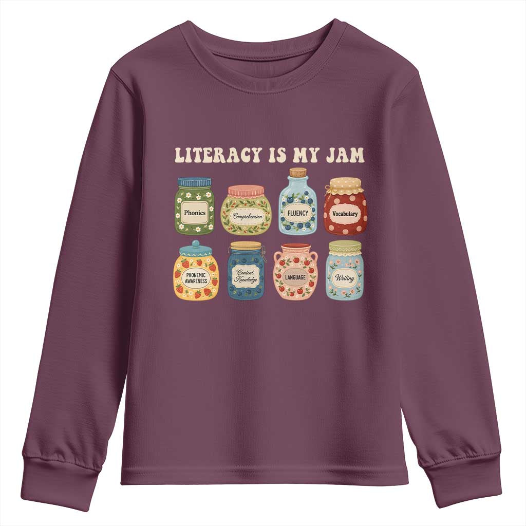 Literacy Is My Jam Youth Sweatshirt SPED Teacher Special Education Life Dyslexia Reading