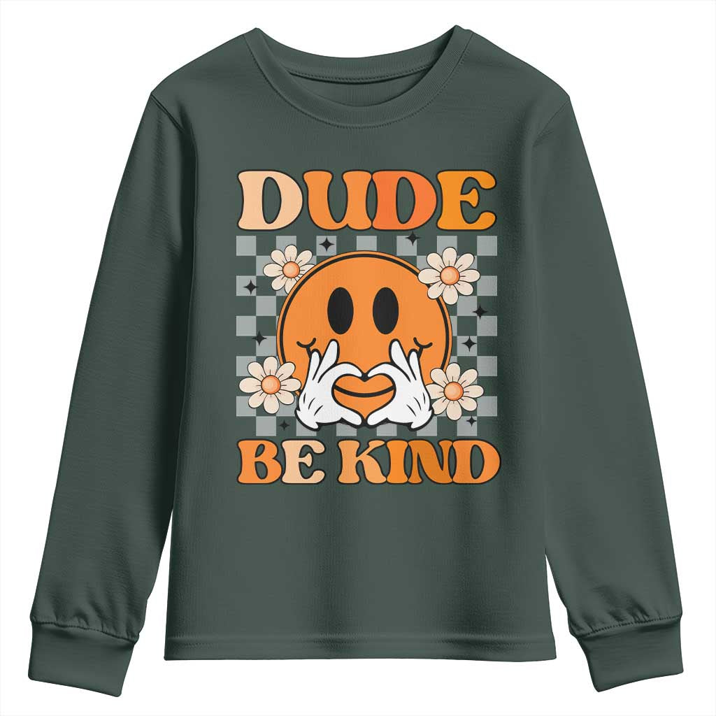 Bullying Prevention Youth Sweatshirt Dude Be Kind Unity Day Heart Daisy Flower