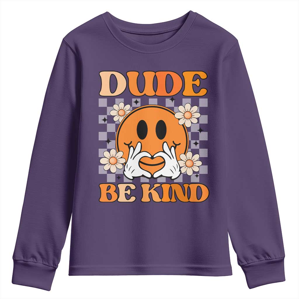 Bullying Prevention Youth Sweatshirt Dude Be Kind Unity Day Heart Daisy Flower