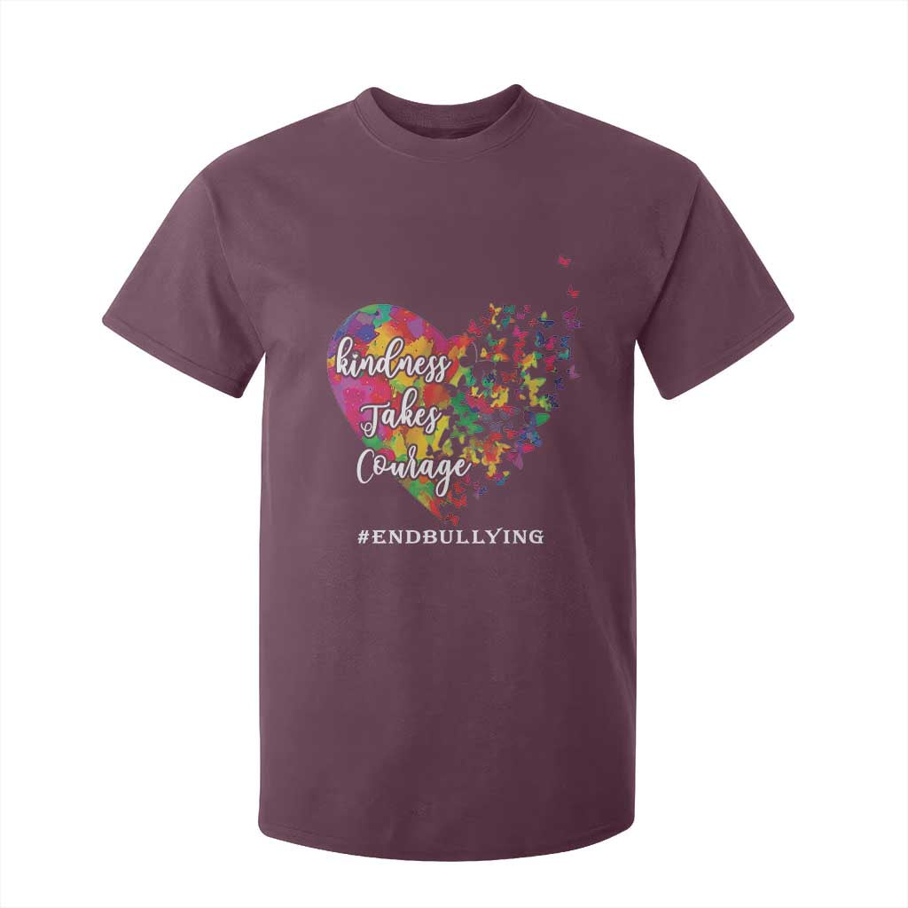 Unity Day T Shirt For Kid Kindness Takes Courage End Bullying Support Heart Butterfly