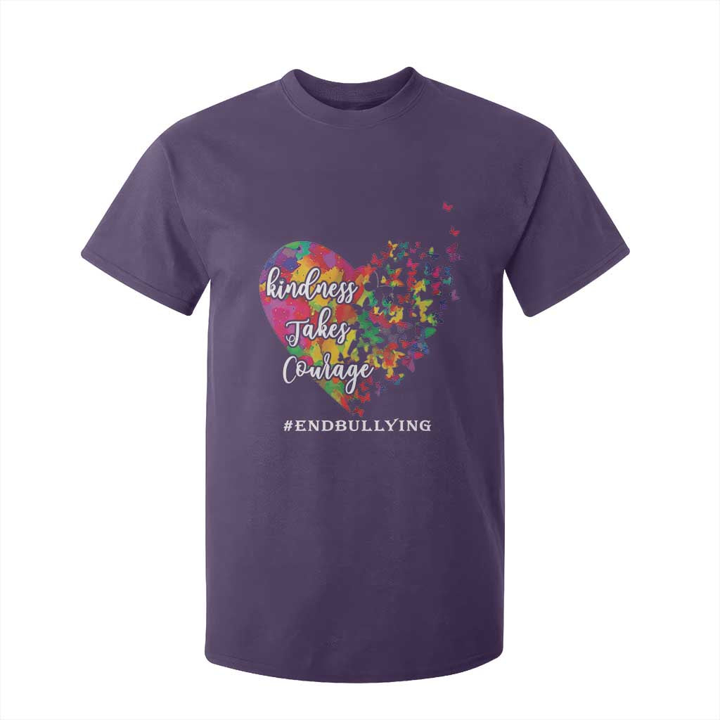Unity Day T Shirt For Kid Kindness Takes Courage End Bullying Support Heart Butterfly