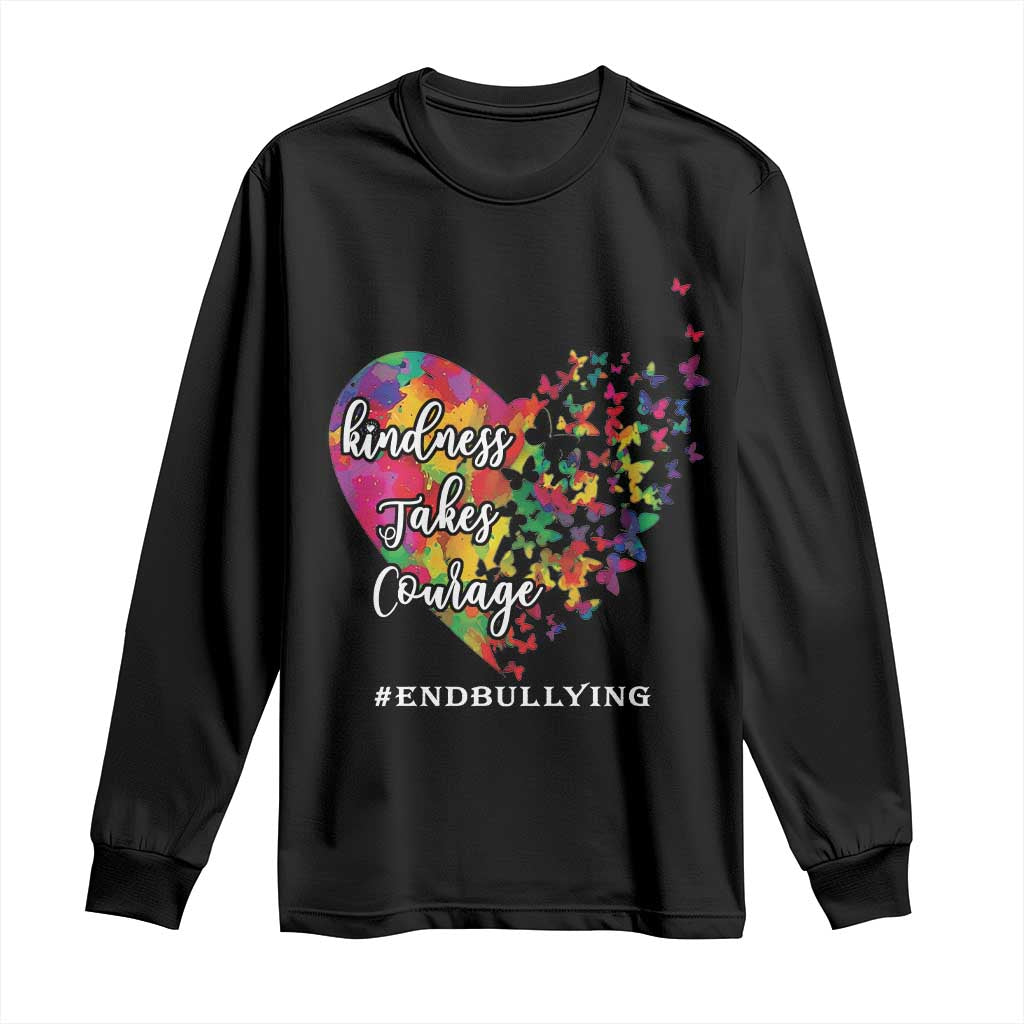 Unity Day Long Sleeve Shirt Kindness Takes Courage End Bullying Support Heart Butterfly