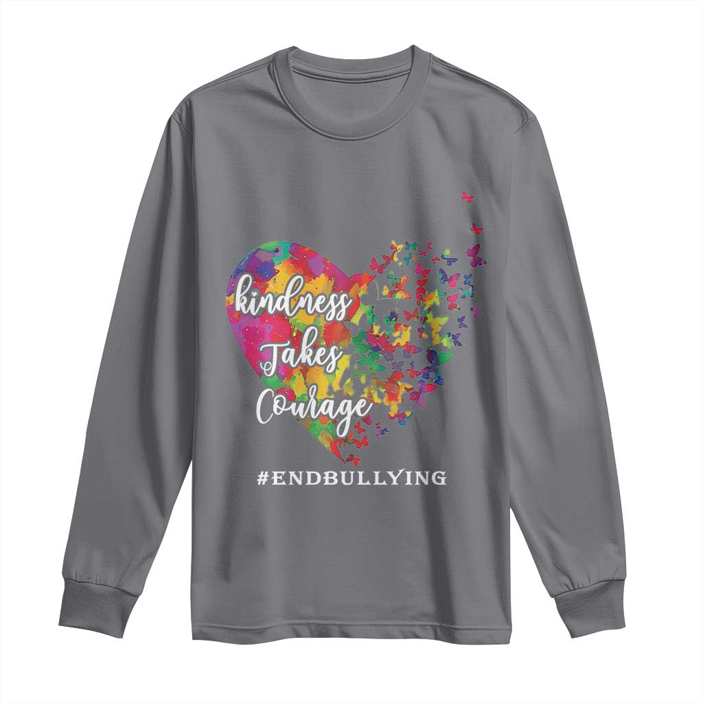 Unity Day Long Sleeve Shirt Kindness Takes Courage End Bullying Support Heart Butterfly