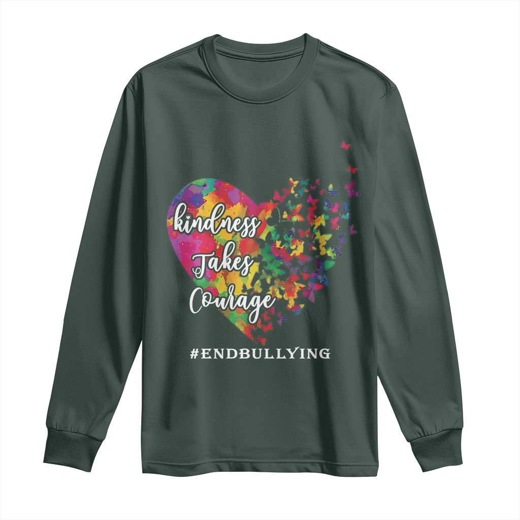 Unity Day Long Sleeve Shirt Kindness Takes Courage End Bullying Support Heart Butterfly