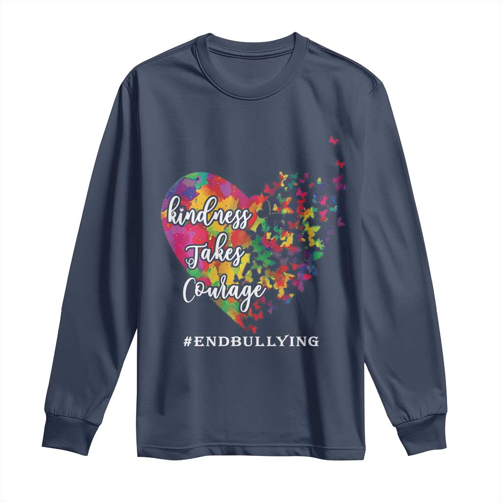 Unity Day Long Sleeve Shirt Kindness Takes Courage End Bullying Support Heart Butterfly
