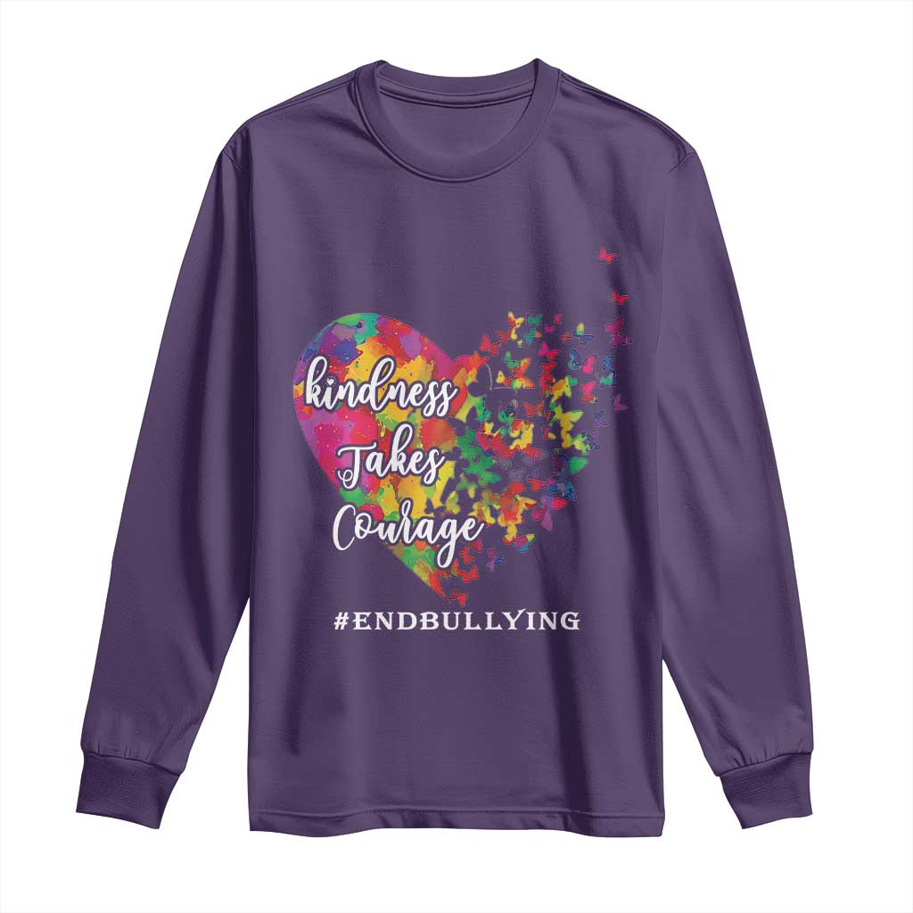 Unity Day Long Sleeve Shirt Kindness Takes Courage End Bullying Support Heart Butterfly