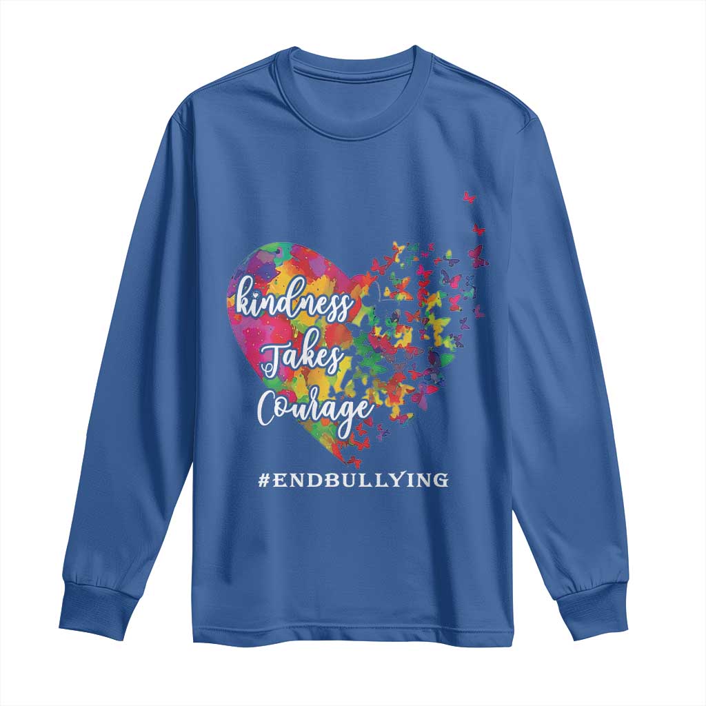 Unity Day Long Sleeve Shirt Kindness Takes Courage End Bullying Support Heart Butterfly