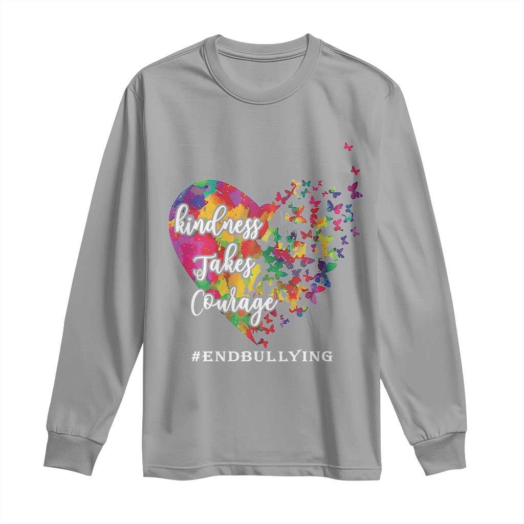 Unity Day Long Sleeve Shirt Kindness Takes Courage End Bullying Support Heart Butterfly