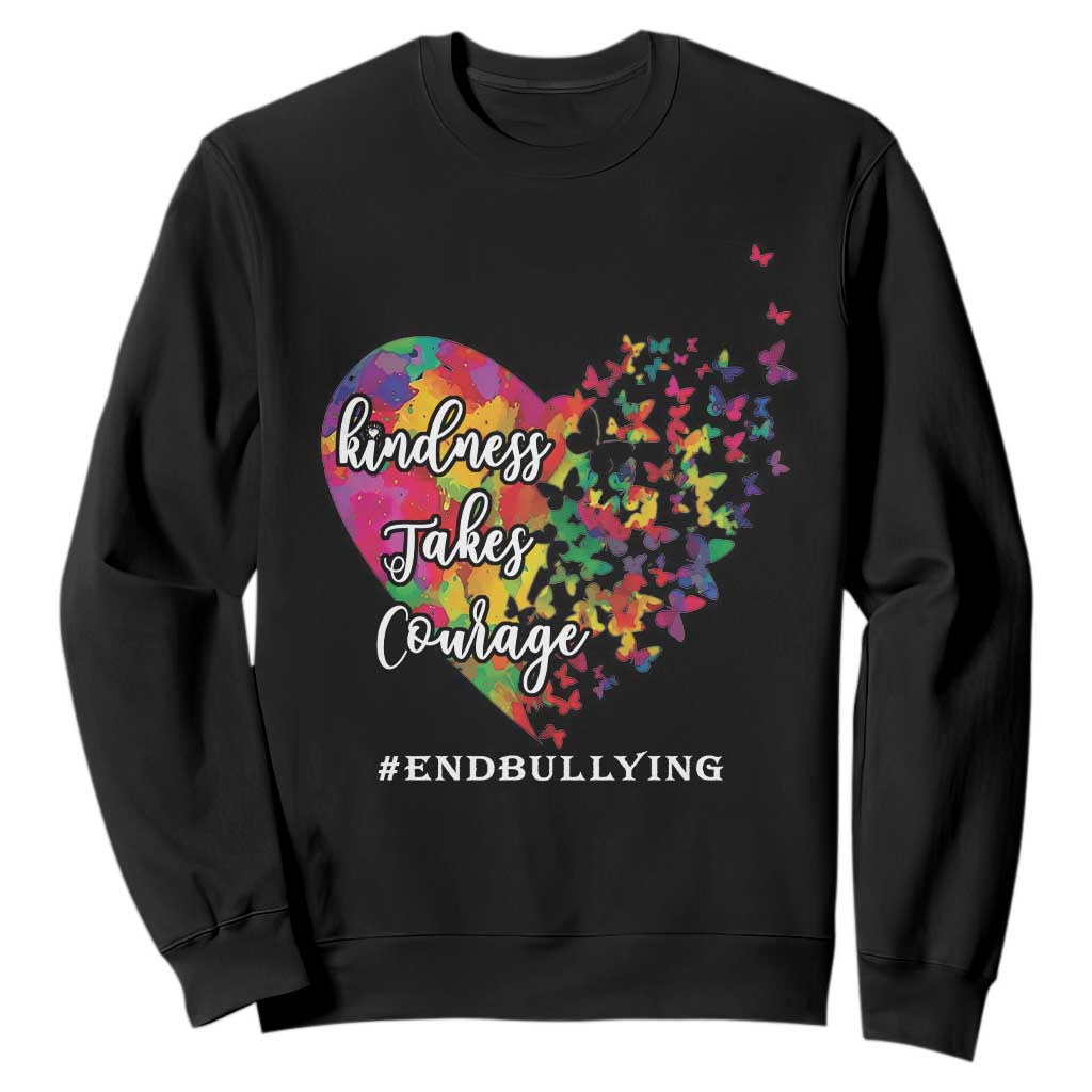 Unity Day Sweatshirt Kindness Takes Courage End Bullying Support Heart Butterfly