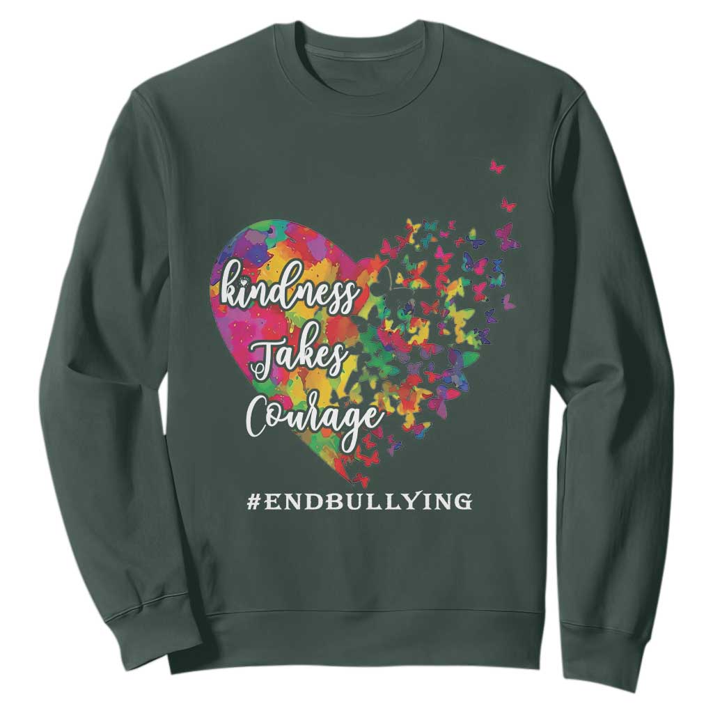Unity Day Sweatshirt Kindness Takes Courage End Bullying Support Heart Butterfly