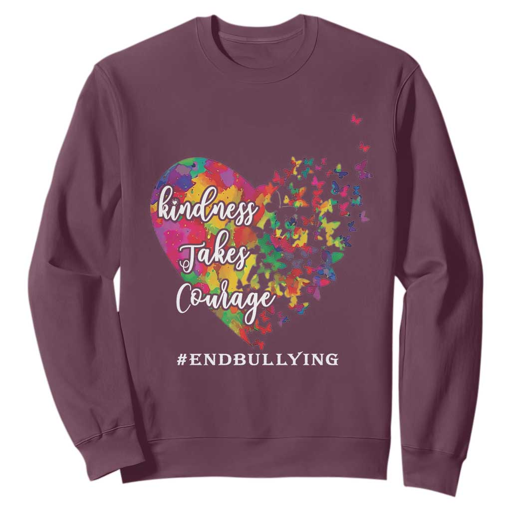 Unity Day Sweatshirt Kindness Takes Courage End Bullying Support Heart Butterfly