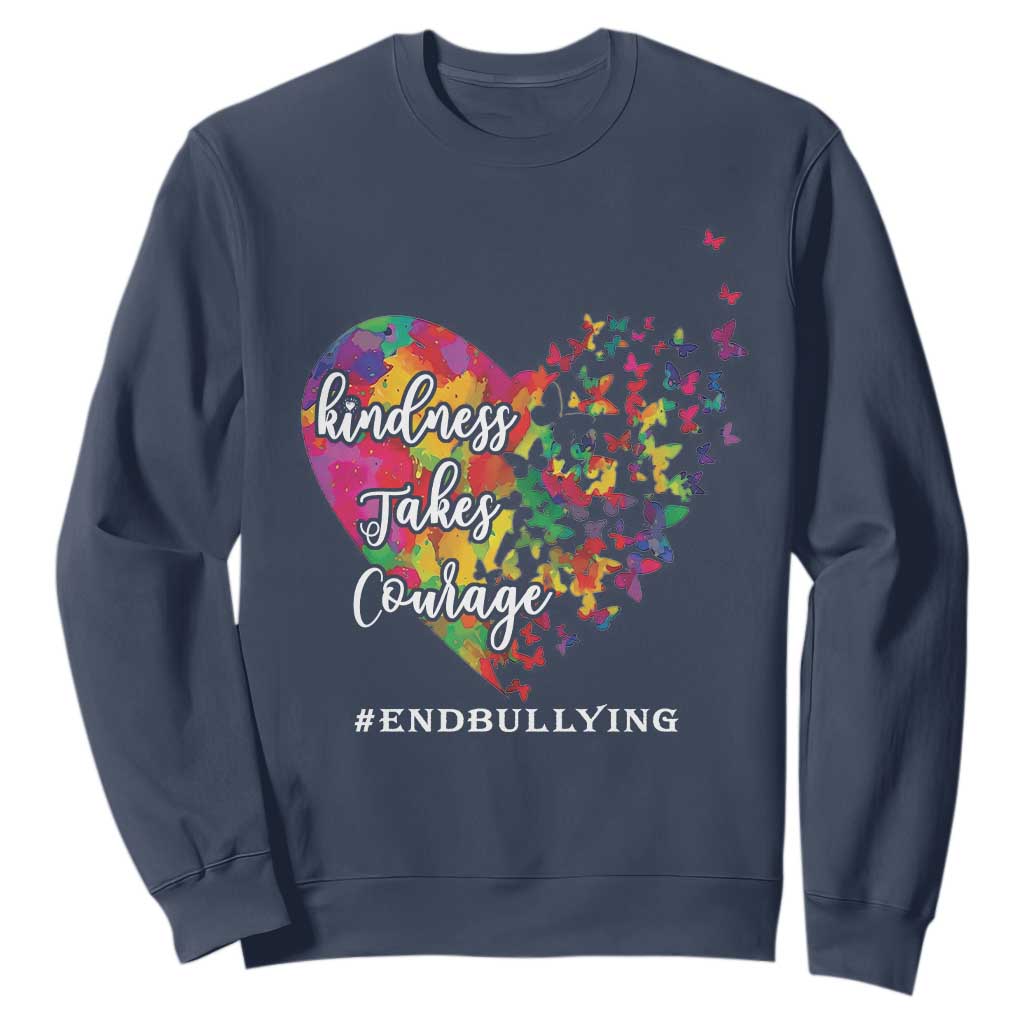Unity Day Sweatshirt Kindness Takes Courage End Bullying Support Heart Butterfly