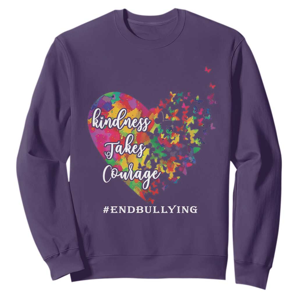 Unity Day Sweatshirt Kindness Takes Courage End Bullying Support Heart Butterfly