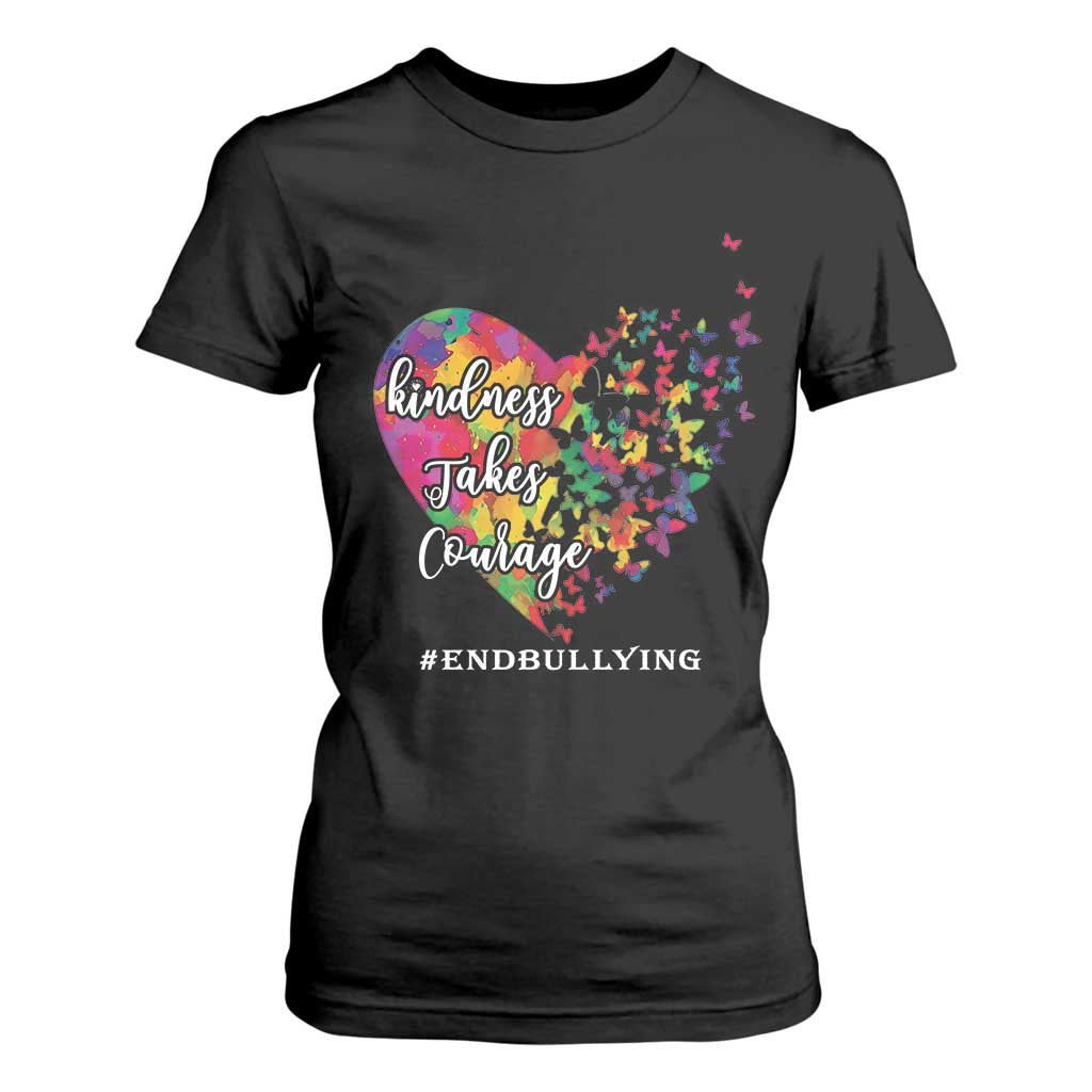 Unity Day T Shirt For Women Kindness Takes Courage End Bullying Support Heart Butterfly