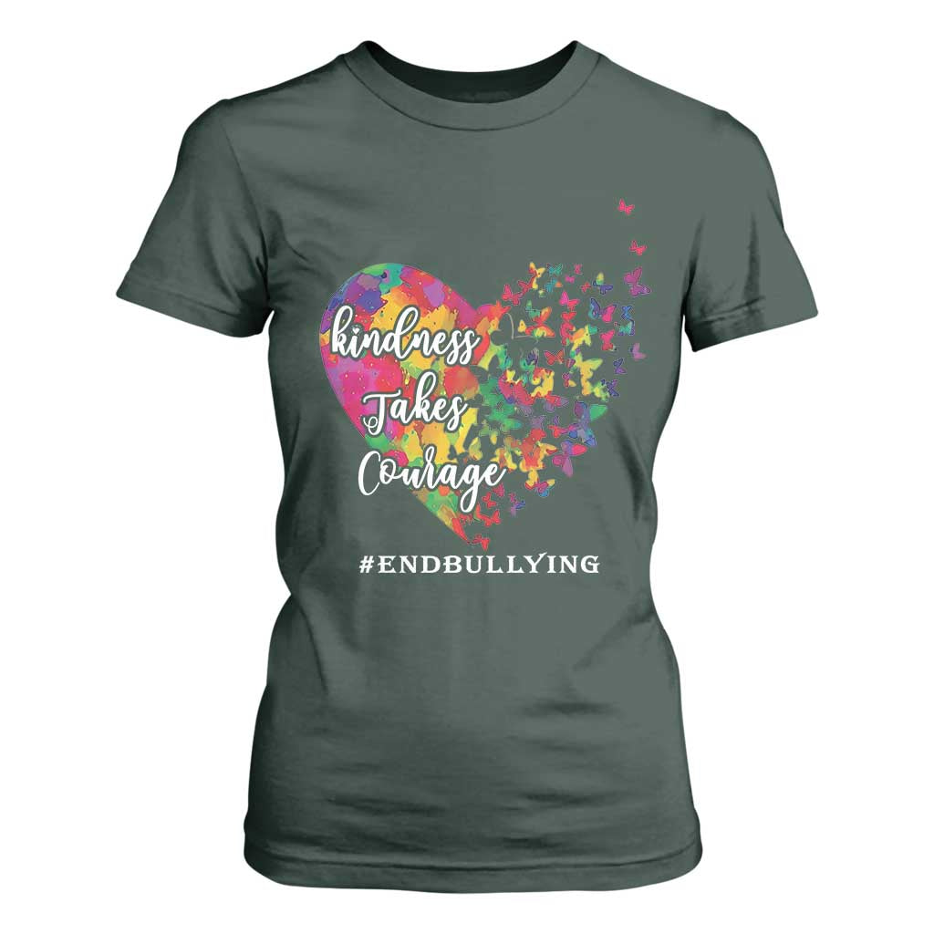Unity Day T Shirt For Women Kindness Takes Courage End Bullying Support Heart Butterfly