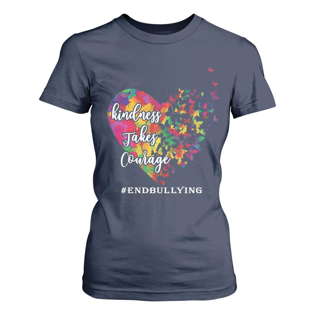 Unity Day T Shirt For Women Kindness Takes Courage End Bullying Support Heart Butterfly
