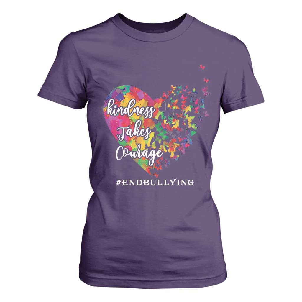 Unity Day T Shirt For Women Kindness Takes Courage End Bullying Support Heart Butterfly