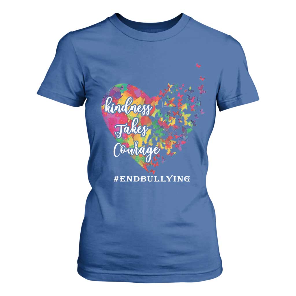 Unity Day T Shirt For Women Kindness Takes Courage End Bullying Support Heart Butterfly