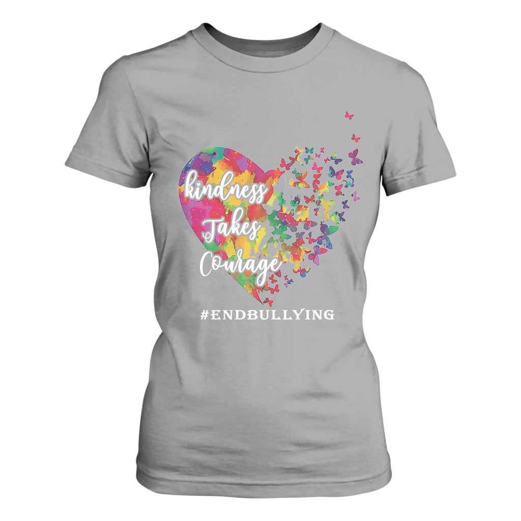 Unity Day T Shirt For Women Kindness Takes Courage End Bullying Support Heart Butterfly