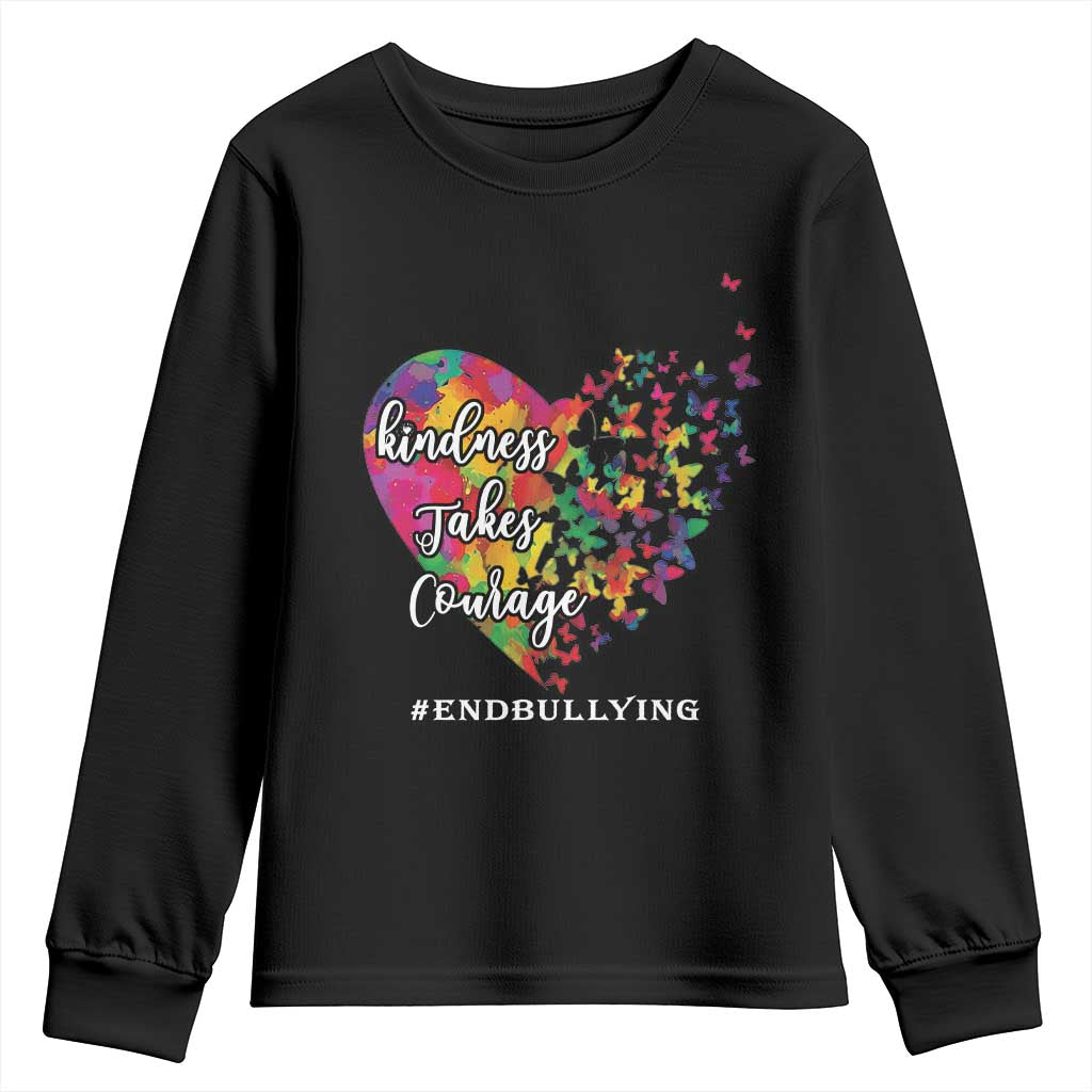 Unity Day Youth Sweatshirt Kindness Takes Courage End Bullying Support Heart Butterfly