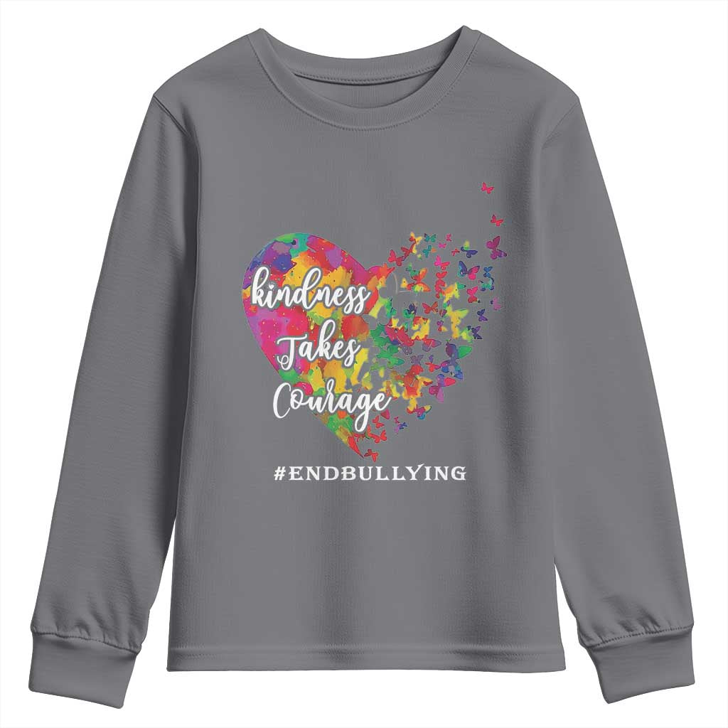Unity Day Youth Sweatshirt Kindness Takes Courage End Bullying Support Heart Butterfly