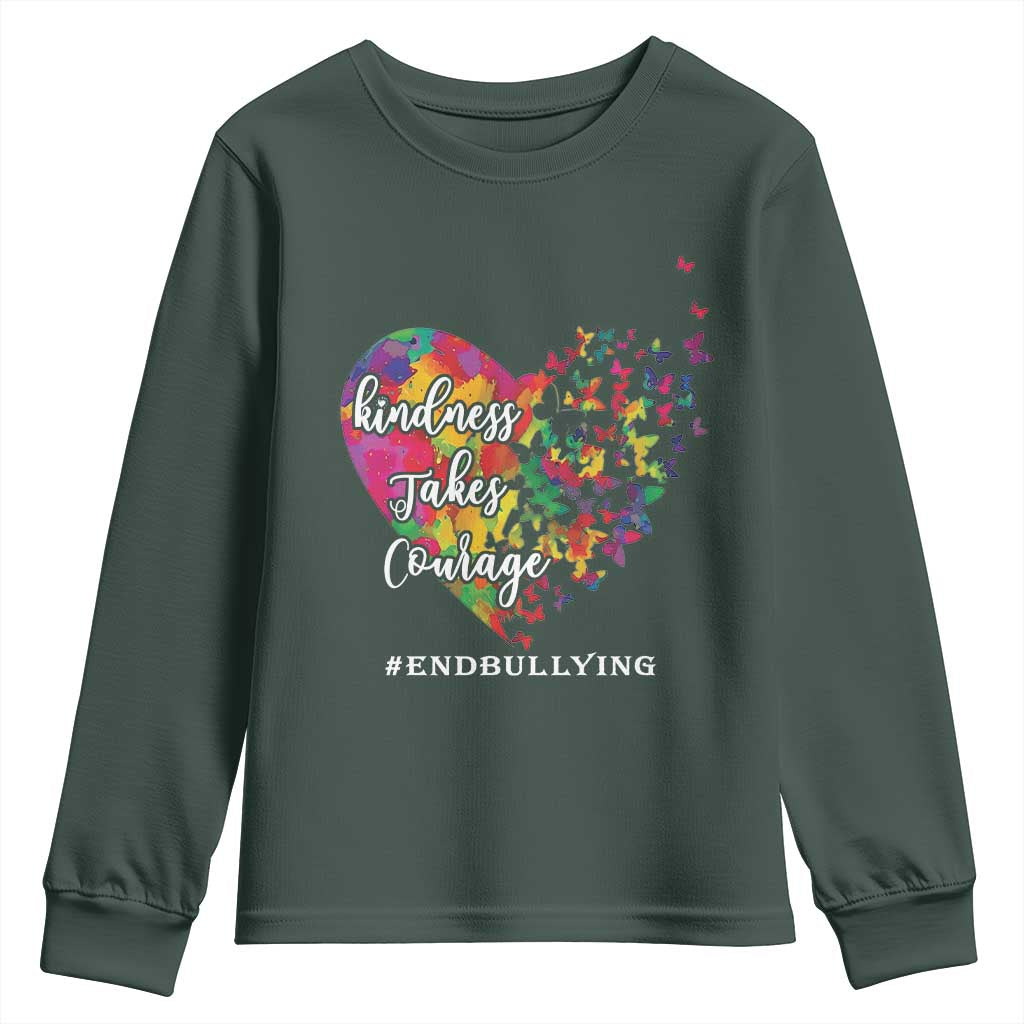 Unity Day Youth Sweatshirt Kindness Takes Courage End Bullying Support Heart Butterfly