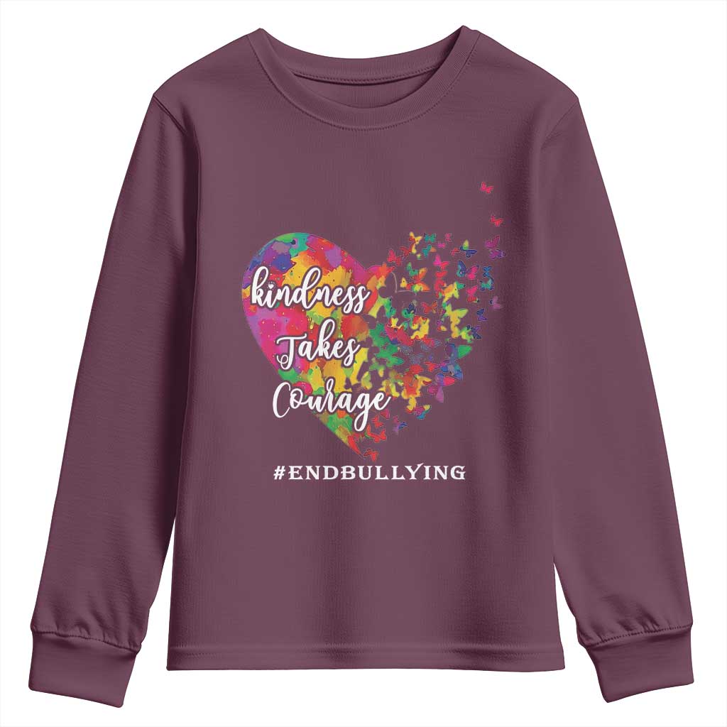Unity Day Youth Sweatshirt Kindness Takes Courage End Bullying Support Heart Butterfly