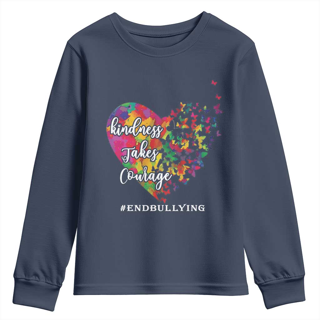 Unity Day Youth Sweatshirt Kindness Takes Courage End Bullying Support Heart Butterfly