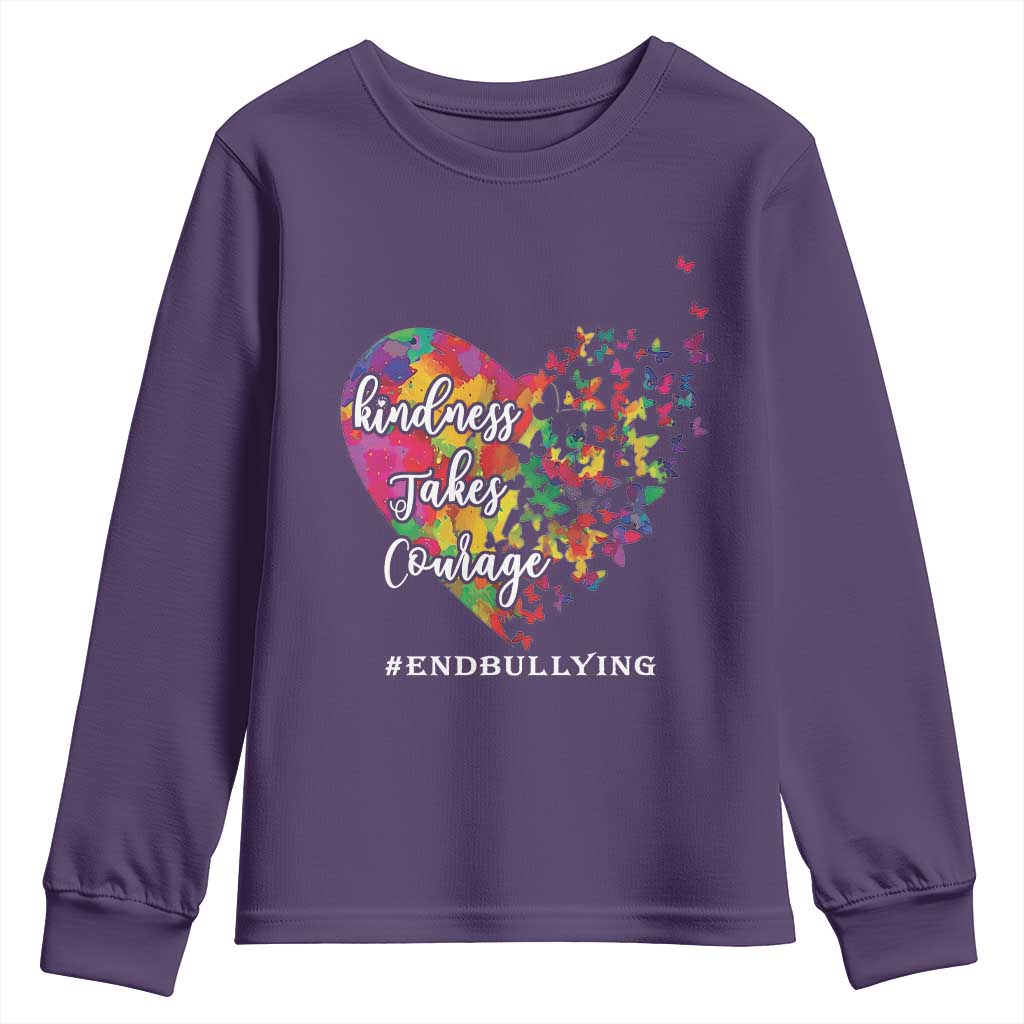Unity Day Youth Sweatshirt Kindness Takes Courage End Bullying Support Heart Butterfly